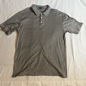Nike Tiger Woods Collection Golf Polo Shirt Mens L gray stripped 70/2